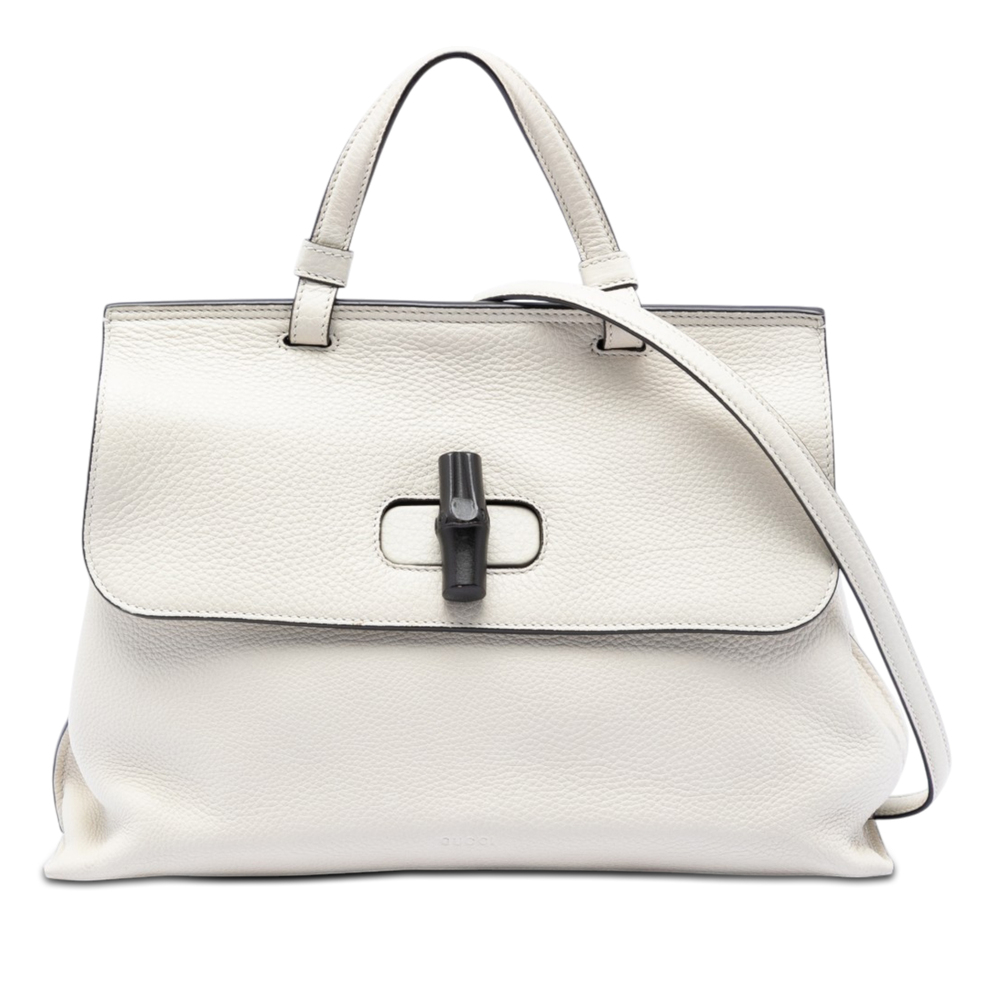 Pre-Loved Gucci Medium Calfskin Bamboo Daily Satchel